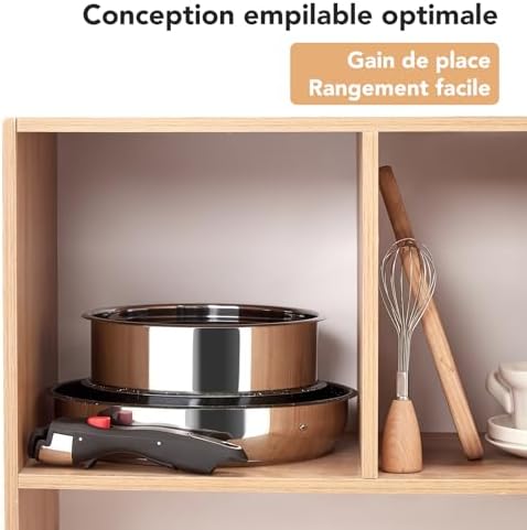 Batterie de Cuisine Induction 7 Pièces, Poêles Antiadhésives et Casseroles Inox, Noir