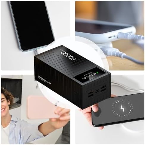 Banque de Charge Portable 66W, Batterie Externe 50000mAh avec Affichage LED
