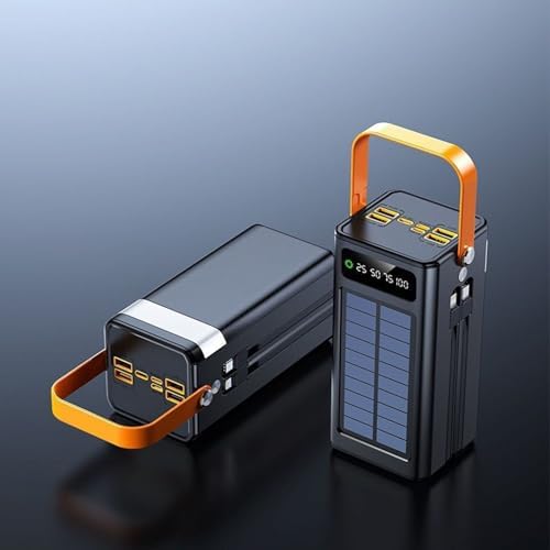 Chargeur Solaire Portable Batterie Externe 50000mAh, Noir, 4 Sorties LED