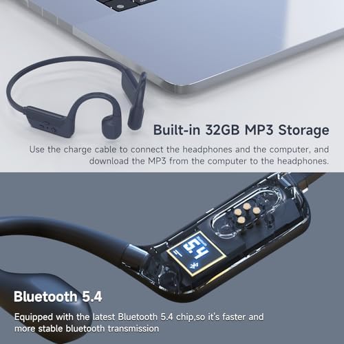 Écouteurs Bluetooth 5.4 à Conduction Osseuse pour Natation, IP68 Étanche, 32 Go MP3