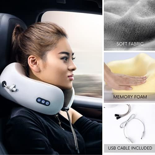 Coussin de Massage Électrique Rechargeable USB Masseur Cervical Brun