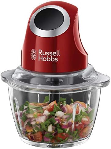 Russell Hobbs Mini Hachoir Électrique Desire Rouge, Modèle 24660-56, Bol en Verre 500ml, Lames en Acier