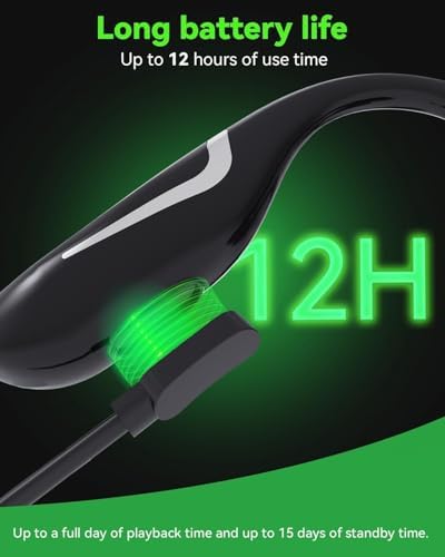 Casque Bluetooth Conduction Osseuse, Écouteur Sport IPX7, Vert Lumière Intelligente