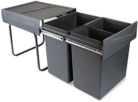 Emuca Poubelles de Recyclage Amovibles, Modèle 8199423, 40L, Gris Anthracite