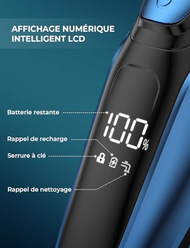 CITHOT Rasoir Électrique Homme RS8336, Têtes Rotatives 3D, IPX7, Bleu