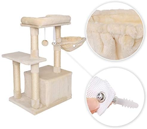 Arbre à Chat avec Hamac et Balle en Peluche, 85 cm, Beige