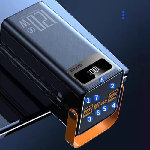 Chargeur Solaire Haute Capacité 50000mAh, Batterie Externe avec Éclairage, Noir