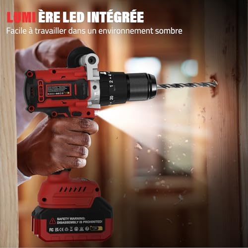 SundpeyPRO Perceuse Visseuse Sans Fil 21V, 120Nm Max, Brushless, 2 Batteries 4.0Ah