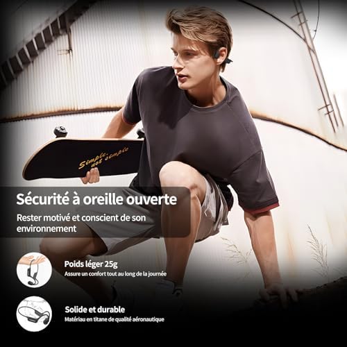 Casque Étanche IPX8 à Conduction Osseuse Bluetooth 5.4 avec MP3 et Mémoire 32 Go