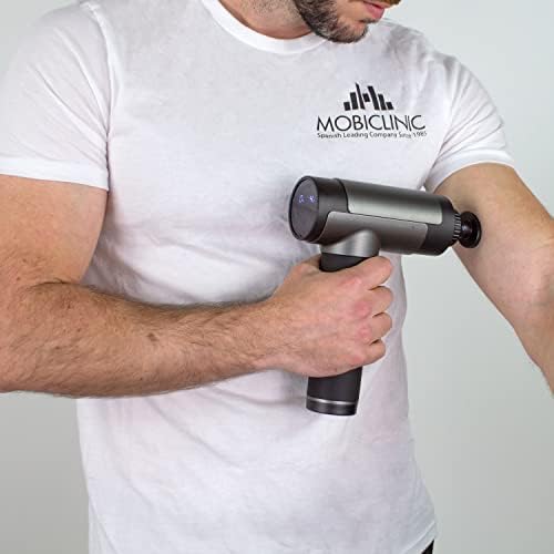 Mobiclinic Pistolet de Massage Musculaire, Écran LCD, 6 Têtes, 30 Niveaux d'Intensité