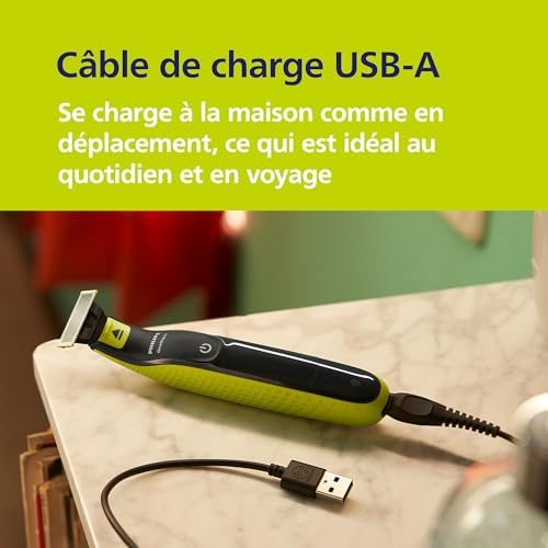 Philips Rasoir Électrique Homme OneBlade 360, QP2724/31, 2 Lames 360, 3 Peignes à Barbe