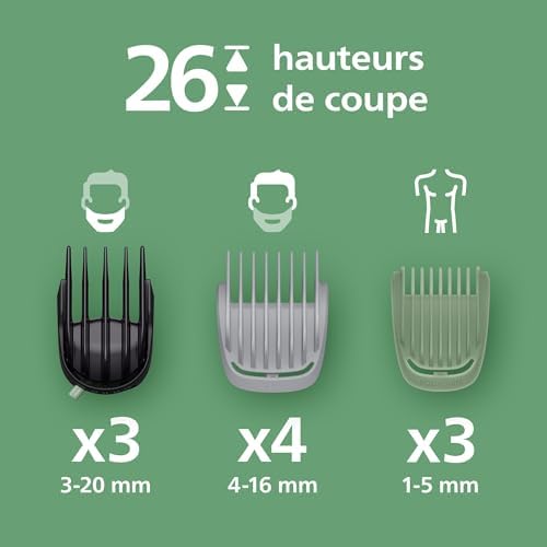 Philips Tondeuse Tout-en-Un MG7962/30, 19 Accessoires, Lames Auto-affûtées