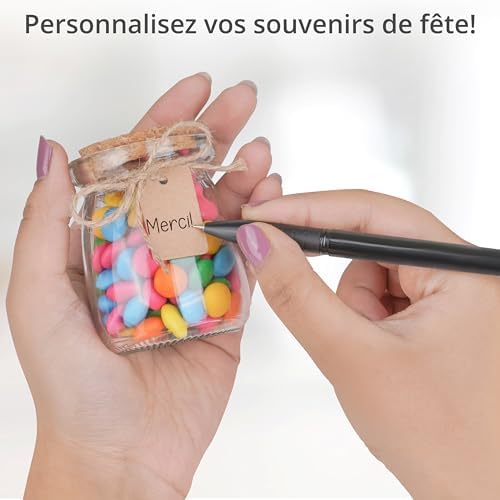 Mini Fiole en Verre 100 ml avec Bouchon Liège, Lot de 24, Petit Pot en Verre pour Cadeaux de Mariage