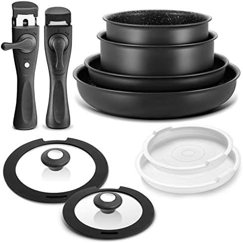 Batterie de Cuisine Induction 10 Pièces, Antiadhésive, Gris Foncé