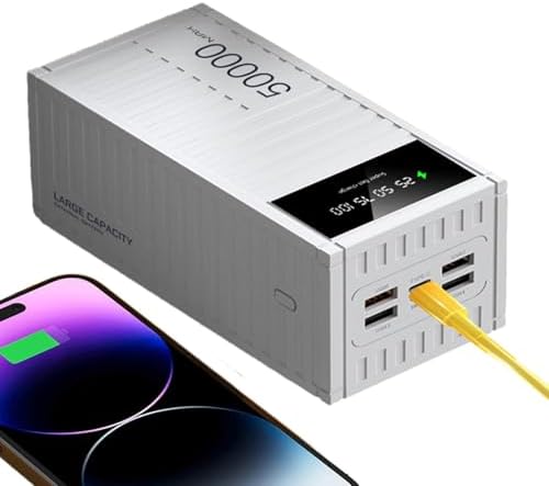 Batterie Externe 50000mAh, Charge Rapide 66W, Affichage LED, Noir