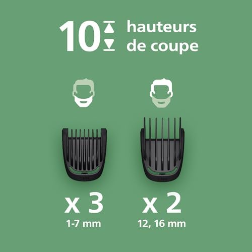 Philips Tondeuse Multigroom Série 3000, Modèle MG3930/15, 7 Accessoires, Lames Auto-affûtées