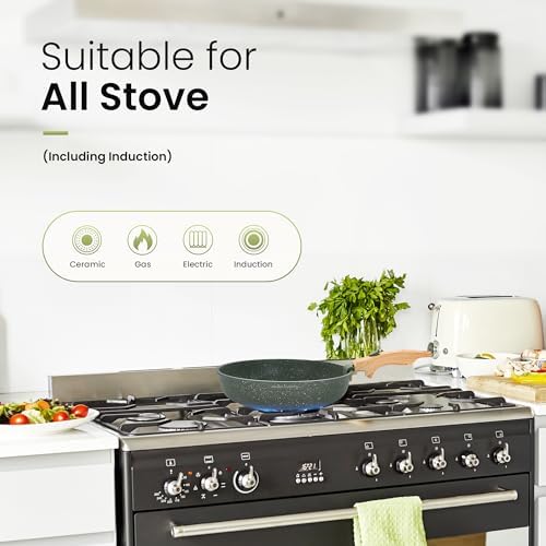 Batterie de Cuisine à Poignée Amovible, 10 Pièces, Vert, Induction