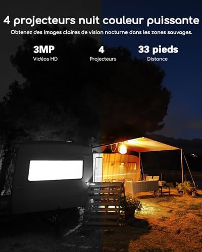 Caméra Solaire 4G LTE Extérieure, 360° PTZ, Vision Nocturne Couleur