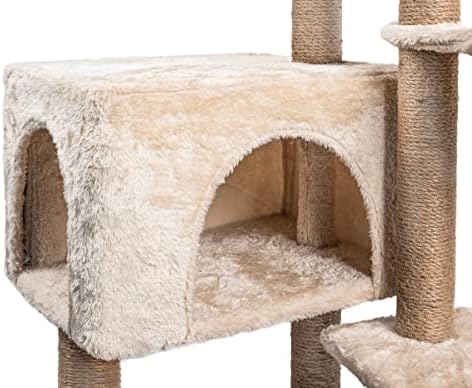Tour de Jeux pour Chats 145 cm Arbre à Chat, Gris avec 7 Griffoirs