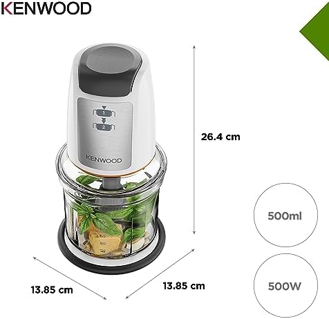Kenwood Mini Hachoir Électrique CHP61.100WH, 500W, Bol 0,8L, Blanc