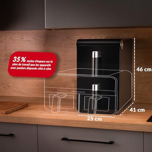 Friteuse à air chaud double chambre 11L avec contrôle indépendant et design compact
