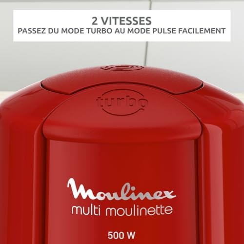 Moulinex Hachoir Électrique Multi Moulinette AT714G32, 500W, 500ml, Rouge