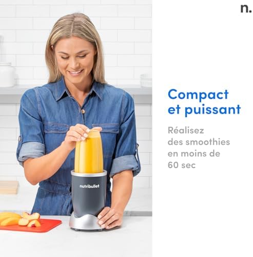 NutriBullet Blender Électrique Original 600, Hachoir Multifonction, 600 Watts, Gris Foncé