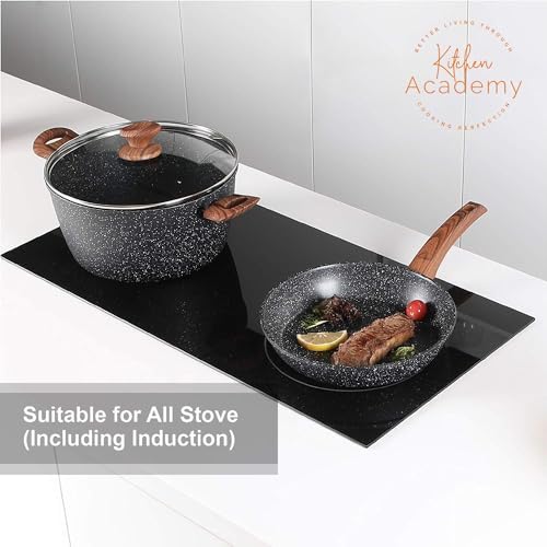 Ensemble Antiadhésif Batterie de Cuisine Induction 17 Pièces, Noir