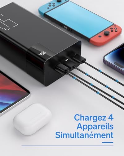 Chargeur Portable 50000mAh Batterie Externe, Charge Rapide 22.5W, Noir