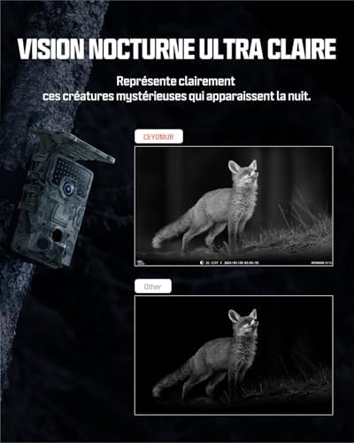 Caméra de Chasse Solaire 4K 60MP, Vision Nocturne, Étanche IP66
