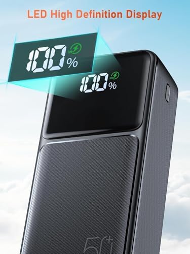 Batterie Externe 50000mAh, Charge Rapide PD 22.5W avec Câbles Intégrés