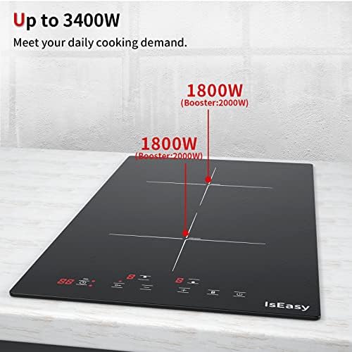 Plaque Induction 2 Feux, Double Plaque de Cuisson Électrique 3400W, Verre Céramique