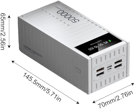 Batterie Externe 50000mAh, Charge Rapide 66W, Affichage LED, Noir