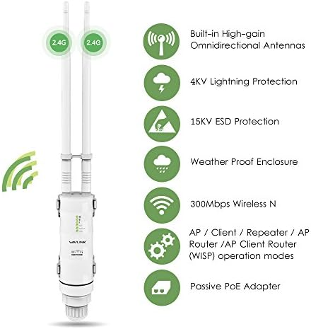 WAVLINK Répéteur WiFi Extérieur Puissant N300, Antenne Longue Portée, PoE