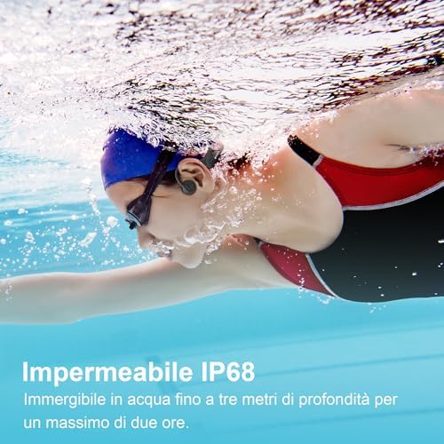 Écouteurs Bluetooth 5.3 à Conduction Osseuse, Casque Sport Étanche IP68, Noir