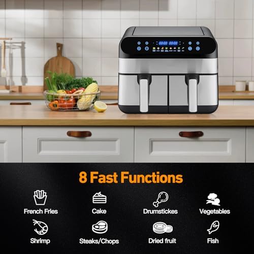 Friteuse à air puissante et rapide avec grande capacité et sécurité avancée