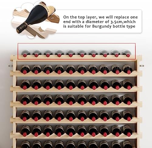 Casier à Vin en Bois Non Traité, Range Bouteille Vin, 12 Étages, Naturel