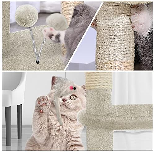 Arbre à Chat Multifonction avec Griffoirs, Beige, 112cm