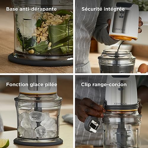 Kenwood Mini Hachoir Électrique CHP61.100WH, 500W, Bol 0,8L, Blanc