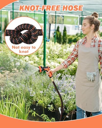 Tuyau Arrosage Extensible 150FT/45M avec 10 Modes, Noir et Orange