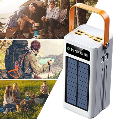 Batterie Externe Solaire 50000mAh, Chargeur Solaire Haute Capacité, Blanc