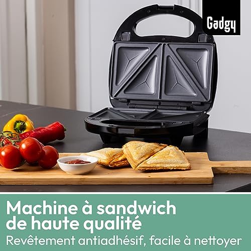 Gadgy Appareil à Croque Monsieur 3 en 1 GG0839, Plaques Détachables, Poignée Cool Touch