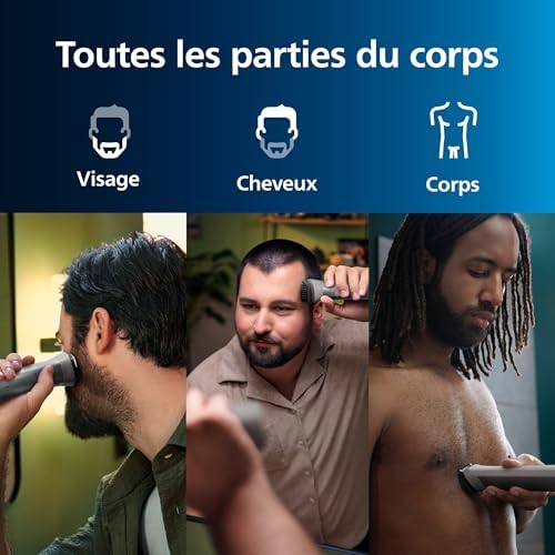 Philips Tondeuse Multistyle 12 en 1 MG5950/15, Lames Auto-affûtées, 14 Hauteurs de Coupe