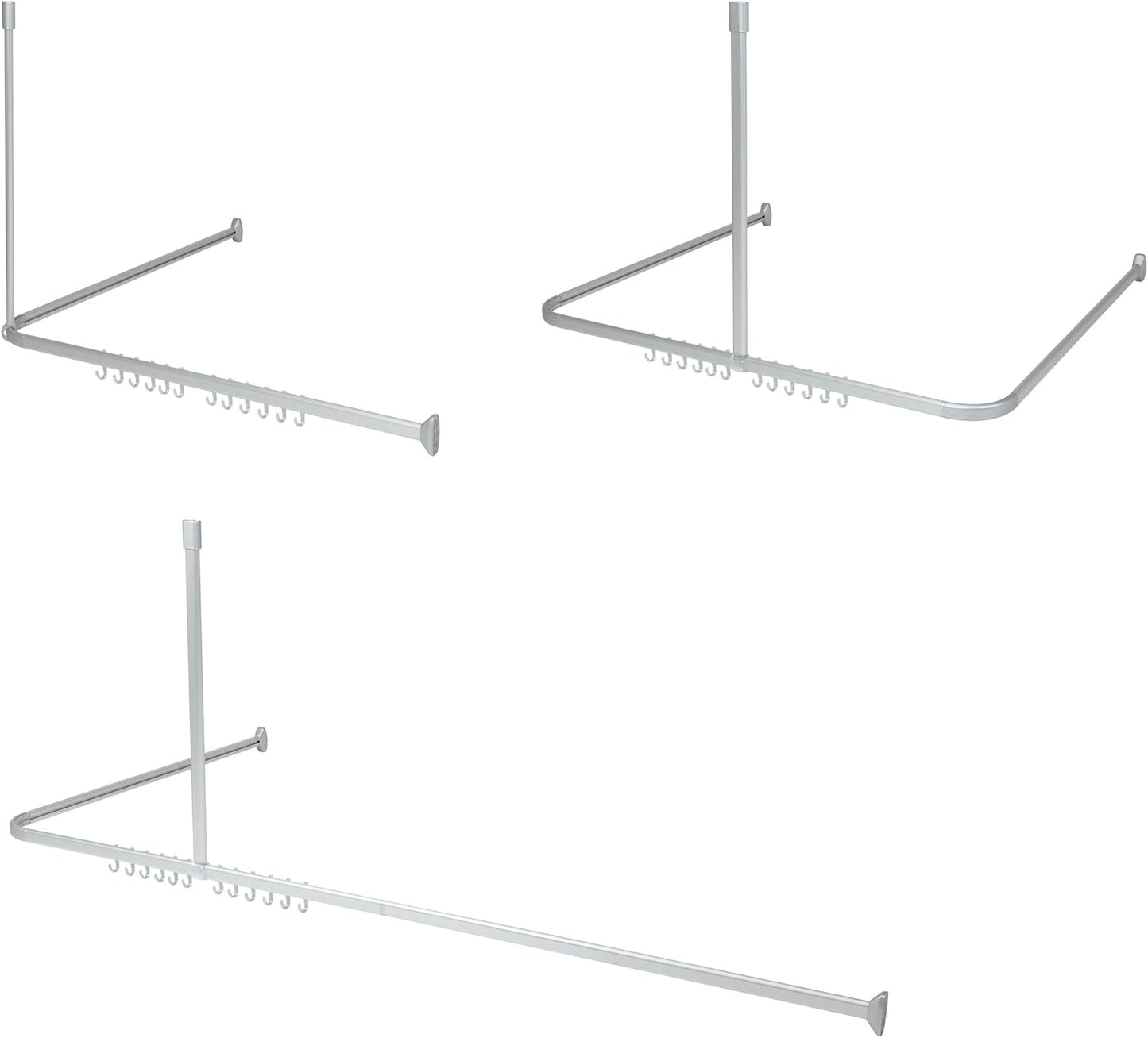 Barre de Douche Angle - Longueur Adaptable - Acier Inoxydable