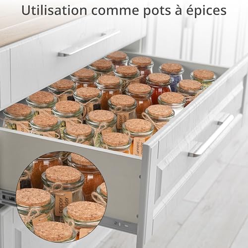Mini Fiole en Verre 100 ml avec Bouchon Liège, Lot de 24, Petit Pot en Verre pour Cadeaux de Mariage