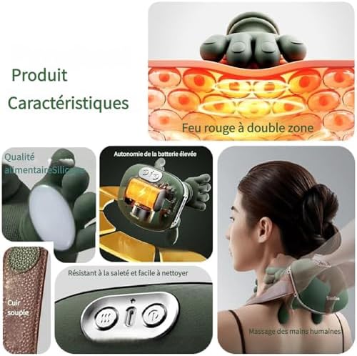 Masseur Cervical 3D Shiatsu, Chauffage Double Zone, Sans Fil
