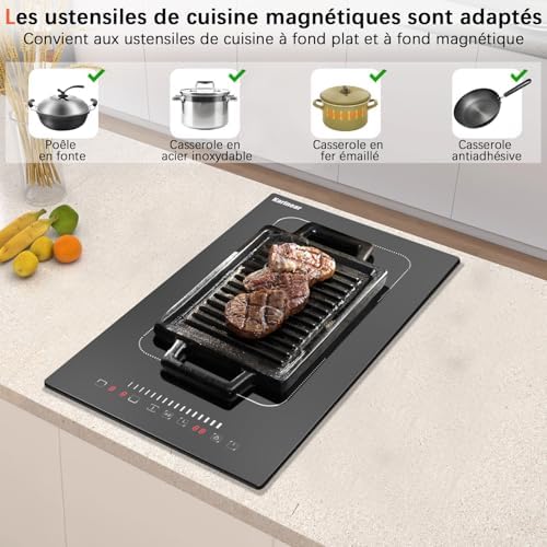 Plaque Induction 2 Feux Flexizone, Double Induction avec Minuterie et Sécurité