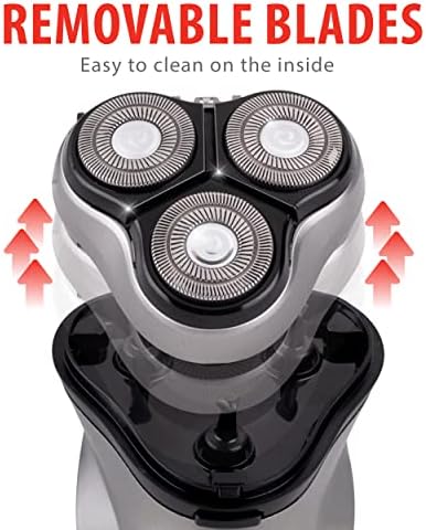 alpina Rasoir Électrique Homme USB, 3 Têtes Flottantes, Tondeuse Pop-Up, Argenté/Noir