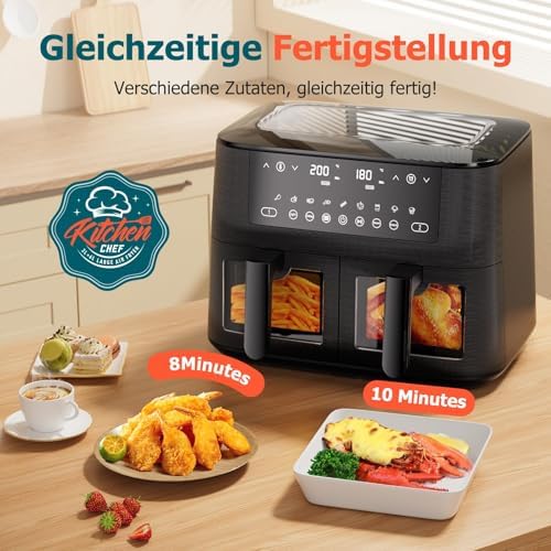 Air fryer grande capacité 9L avec deux paniers et technologie de cuisson avancée