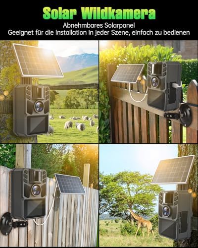 Caméra Solaire 4K 64MP pour Chasse, Vision Nocturne, Batterie 5000mAh